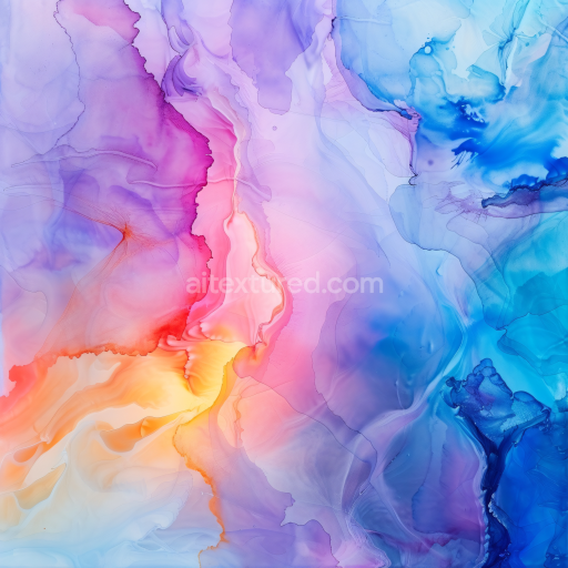 Seamless 3D Alcohol Ink PBR Texture Featuring Vibrant Pink and Blue Fluid Waves