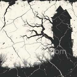 seamless Seamless 3D PBR Texture of Cracked Dry Earth Surface with Jagged Fractures and Dense Vegetation Silhouettes texture 8k free download PBR