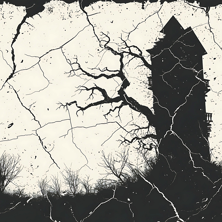 Cracked & Holes of Cracked Dry Earth Surface with Jagged Fractures and… seamless PBR texture preview