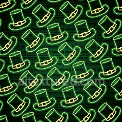 seamless Seamless 3D PBR Neon St. Patrick Hat Pattern Texture on Brick Wall texture 8k free download PBR