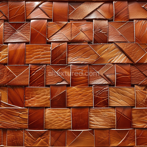 Seamless 3D Patchwork Distressed Brown Leather PBR Texture with Varied Grain and Wrinkles