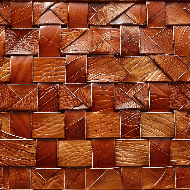 Patchwork Distressed Brown Leather with Varied Grain and Wrinkles seamless PBR texture preview