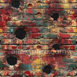 seamless Seamless 3D PBR Cracked & Holes Texture of Weathered Multicolor Brick Wall texture 8k free download PBR