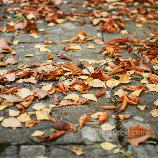 Autumn Fallen Leaves on Pavement Ground Texture for PBR Projects seamless Ground surface PBR texture