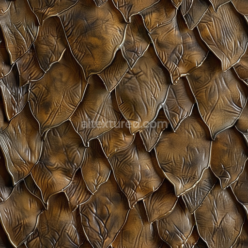 Seamless 3D Layered Brown Leather PBR Texture Featuring Embossed Grain and Wrinkled Surfaces