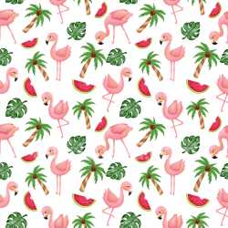 Pattern Bundle - Seamless 3D Pattern PBR Texture Featuring Tropical Flamingos, Palm Trees, and Watermelons texture preview