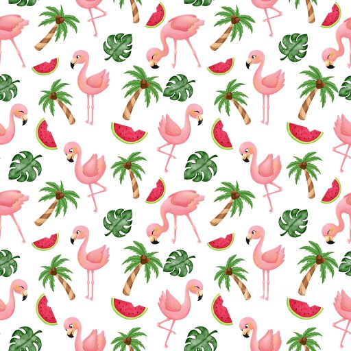 Pattern PBR Texture Featuring Tropical Flamingos, Palm Trees, and Watermelons seamless Pattern Bundle PBR texture
