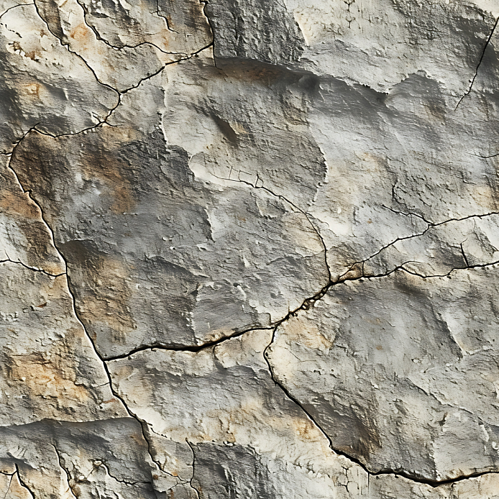 Weathered Cracked Stone Wall in Earthy Tones seamless PBR texture preview