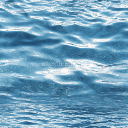 Seamless 3D PBR Texture of Realistic Ocean Surface Water with Gentle Waves and Reflections
