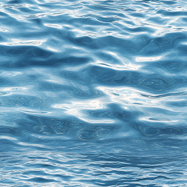 Realistic Ocean Surface Water with Gentle Waves and Reflections seamless PBR texture preview