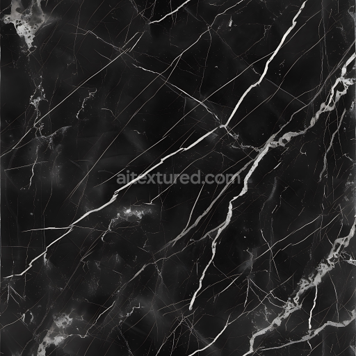 Seamless 3D Black Belgium Marble PBR Texture with Natural Vein Patterns