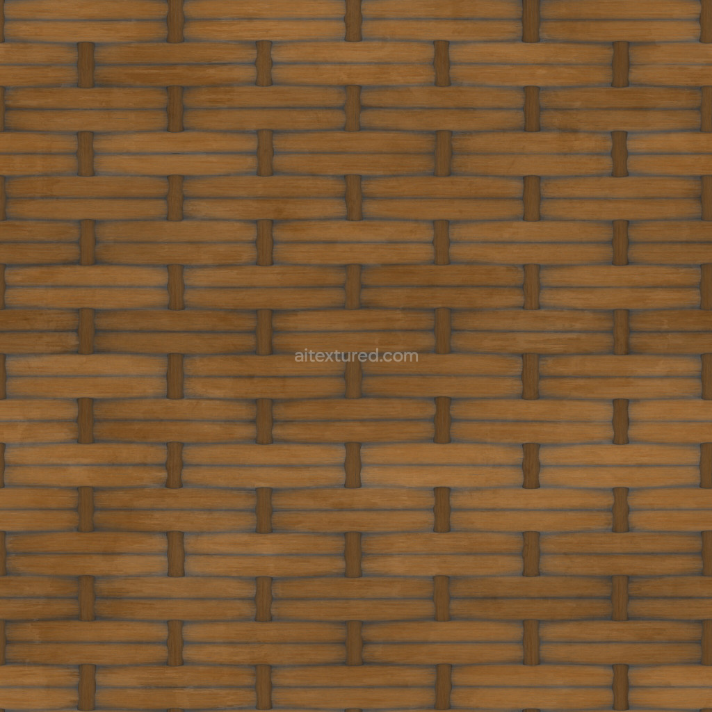 Seamless wicker PBR texture with woven pattern in brown