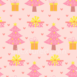 seamless Seamless 3D PBR Texture with Pink Christmas Trees and Gift Boxes texture 8k free download PBR