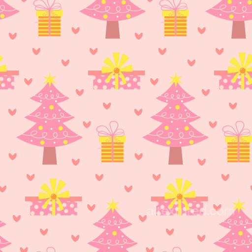with Pink Christmas Trees and Gift Boxes seamless All Christmas Digital paper PBR texture