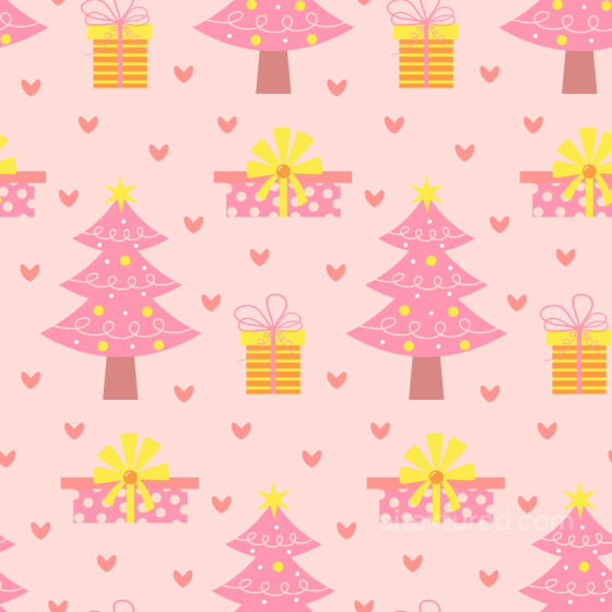 with Pink Christmas Trees and Gift Boxes All Christmas Digital paper texture preview