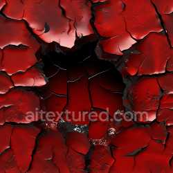 seamless Seamless 3D Cracked & Hole PBR Texture of Deep Red Aged Paint with Jagged Breaks texture 8k free download PBR