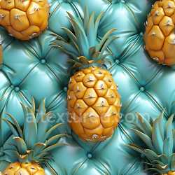 seamless Seamless 3D Inflated PBR Texture Featuring Glossy Teal Vinyl Quilts with Puffy Pineapple Elements texture 8k free download PBR