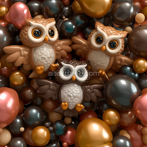 Seamless 3D Inflated Glossy Vinyl Bubbles PBR Texture in Warm Browns