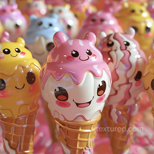 Inflated PBR Texture of Glossy Colorful Cartoon Characters seamless Inflated PBR texture
