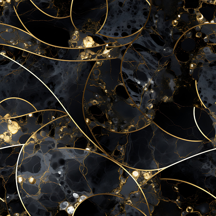 Black Marble Featuring Elegant Gold Vein Patterns seamless PBR texture preview