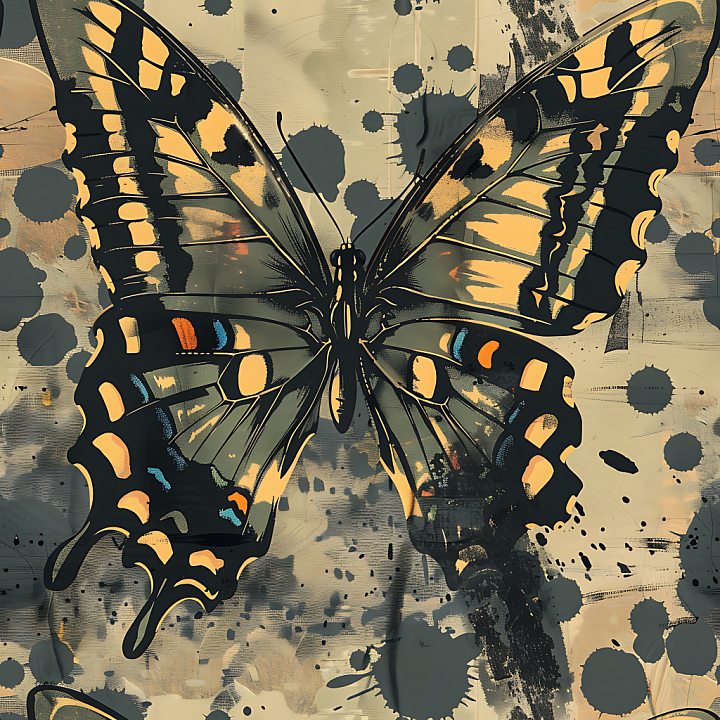 Abstract Camouflage Featuring Paint Splatter and Graphic Elements seamless PBR texture preview