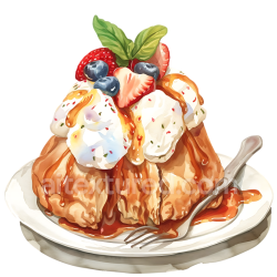 seamless Baked Alaska Breakfast Dessert with Fresh Berries and Whipped Cream Illustration texture 8k free download PBR