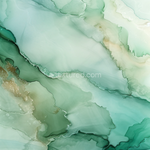 Seamless 3D Alcohol Ink PBR Texture with Green and Gold Fluid Waves