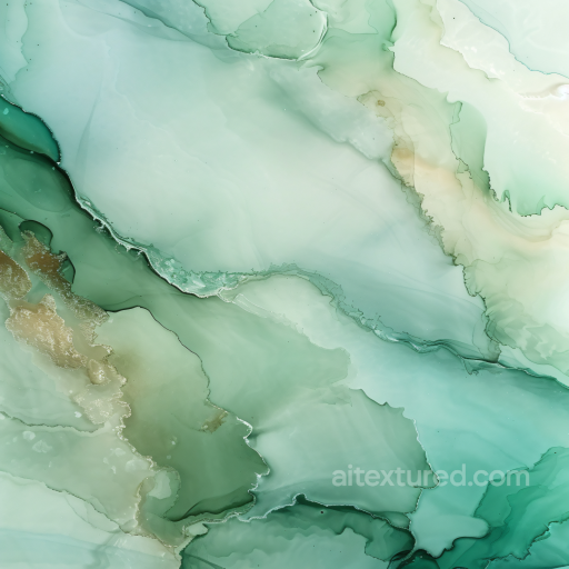 Alcohol Ink PBR Texture with Green and Gold Fluid Waves seamless Alcohol ink PBR texture