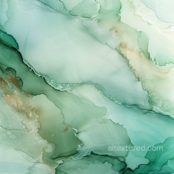 Alcohol Ink PBR Texture with Green and Gold Fluid Waves Alcohol ink texture preview