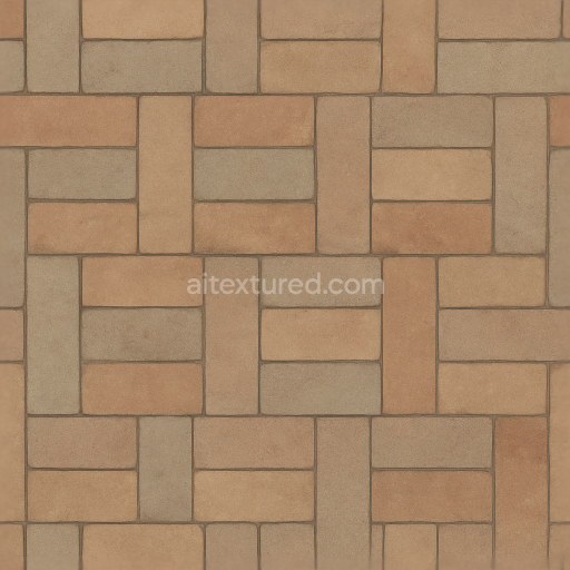 Seamless 8k pbr 3d texture of matte unglazed cement tile with basketweave pattern and earth tone colors
