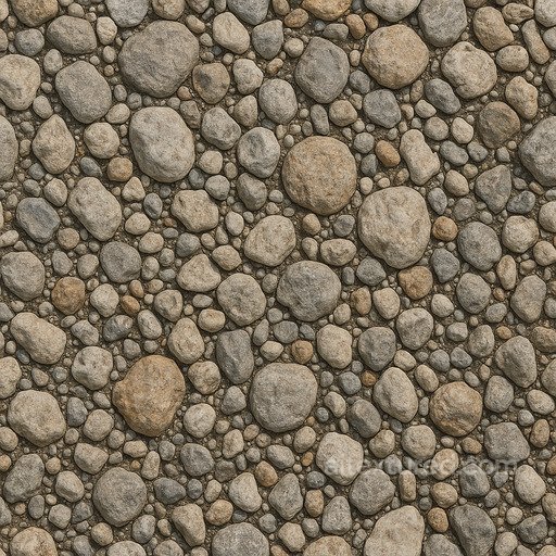 Gravel Mix Multi Size Stones seamless Sand-soil PBR texture