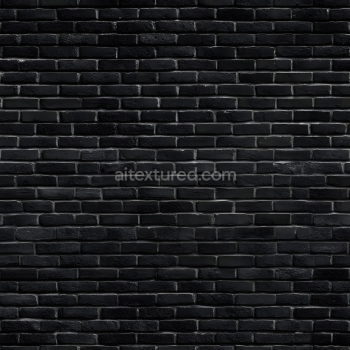 Seamless 3D PBR Texture of Cracked Black Brick Wall with Subtle Damage
