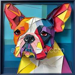 seamless Seamless 3D PBR Texture of Geometric Origami-Style Boston Terrier Dog Face texture 8k free download PBR