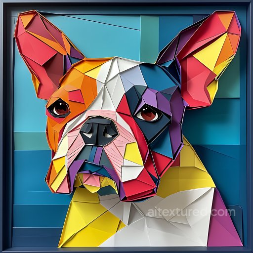 Animal - Seamless 3D PBR Texture of Geometric Origami-Style Boston Terrier Dog Face texture preview