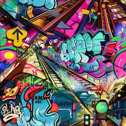 seamless Seamless 3D PBR Graffiti Texture Featuring Vibrant Train Tunnel Mural texture 8k free download PBR