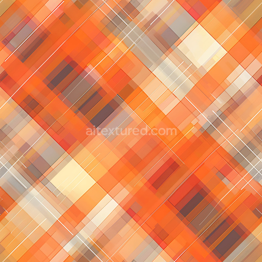 Seamless 3D PBR Plaid Texture Featuring Warm Orange and Beige Overlapping Blocks