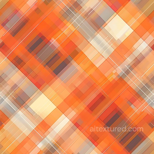 Seamless 3D PBR Plaid Texture Featuring Warm Orange and Beige Overlapping Blocks texture preview