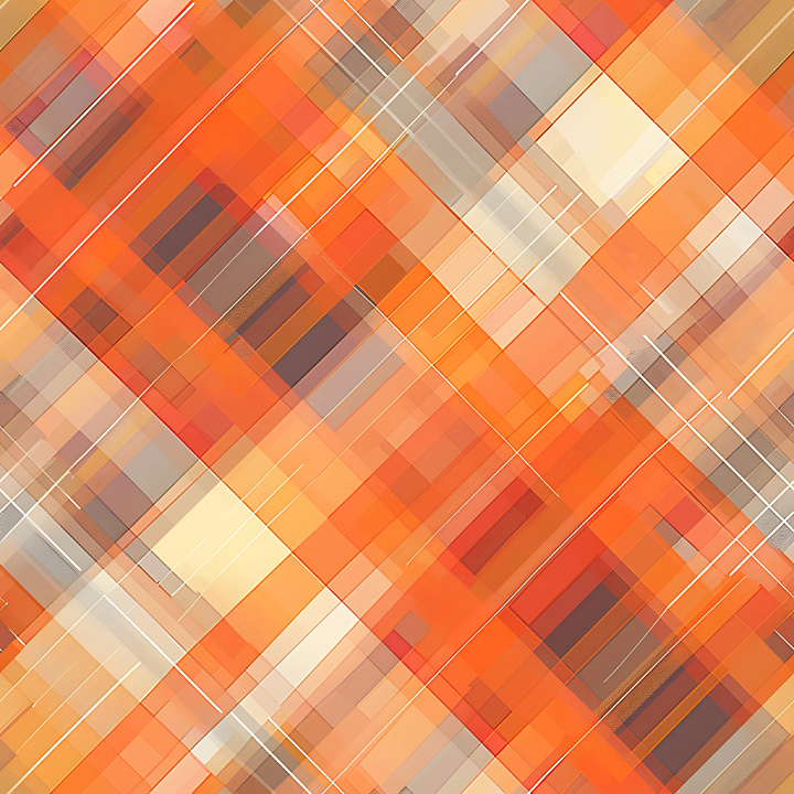 Metal Featuring Orange Plaid Pattern with Subtle Panel Detailing seamless PBR texture preview