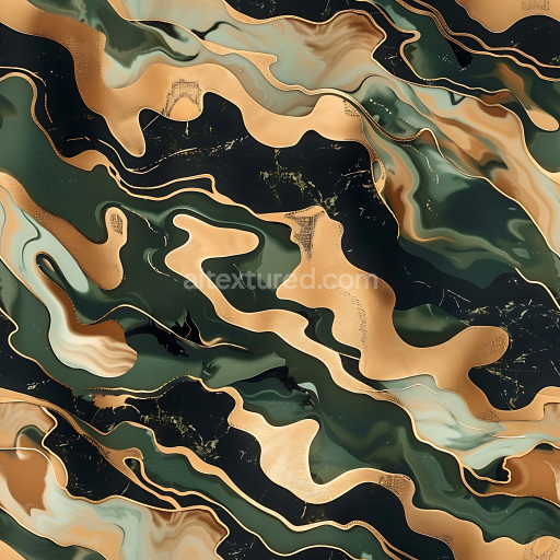 Seamless 3D Camouflage PBR Texture with Stylized Desert and Woodland Organic Shapes