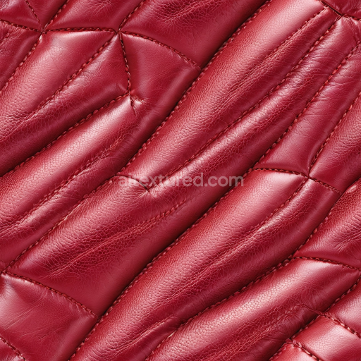 Seamless 3D Quilted Glossy Red Leather PBR Texture with Detailed Grain and Stitching