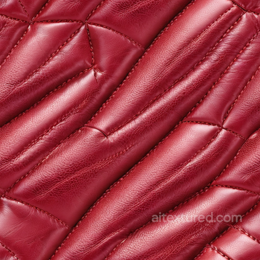 Quilted Glossy Red Leather PBR Texture with Detailed Grain and Stitching seamless Leather PBR texture