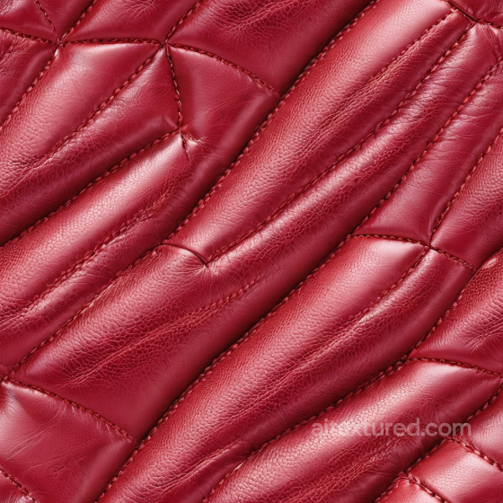 Quilted Glossy Red Leather PBR Texture with Detailed Grain and Stitching Leather texture preview