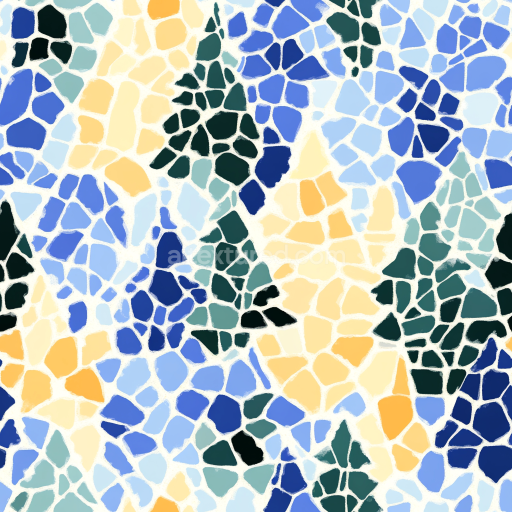 Seamless 3D Mediterranean Ceramic Mosaic PBR Texture in Blue and Earthy Tones texture preview