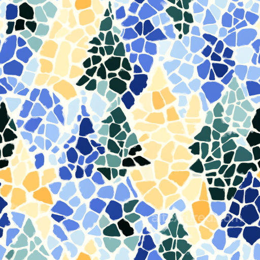 Mediterranean Ceramic Mosaic PBR Texture in Blue and Earthy Tones seamless Mosaic PBR texture