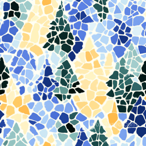 Mediterranean Ceramic Mosaic PBR Texture in Blue and Earthy Tones Mosaic texture preview