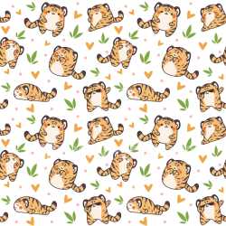 Pattern Bundle - Seamless 3D pattern PBR texture with playful cartoon tiger motifs and heart accents texture preview