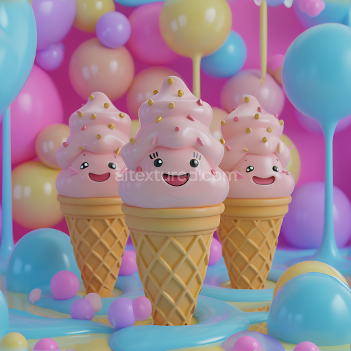 Seamless 3D Inflated Glossy Vinyl Bubbly Panels PBR Texture in Pastel Pink & Yellow