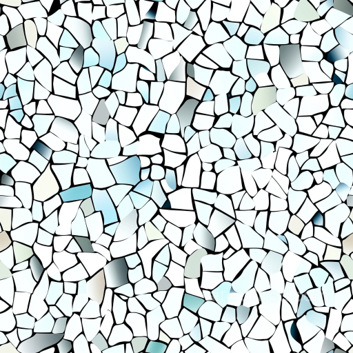 Mosaic PBR Texture of Irregular White and Light Blue Stone Tiles with Black Grout seamless Mosaic PBR texture