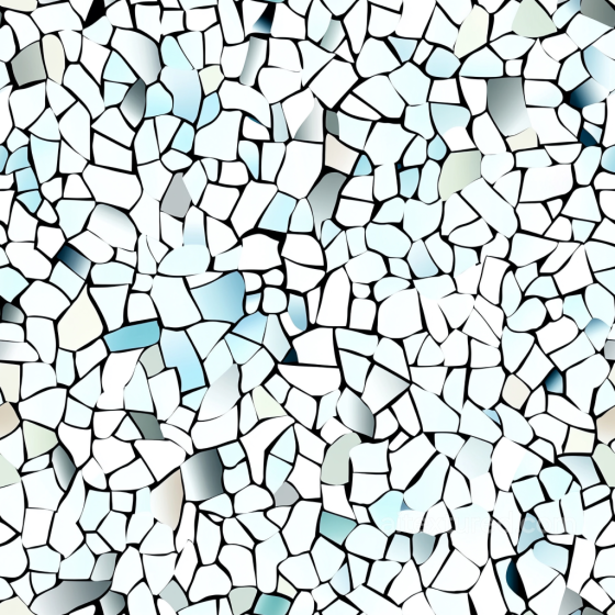 Mosaic PBR Texture of Irregular White and Light Blue Stone Tiles with Black Grout Mosaic texture preview