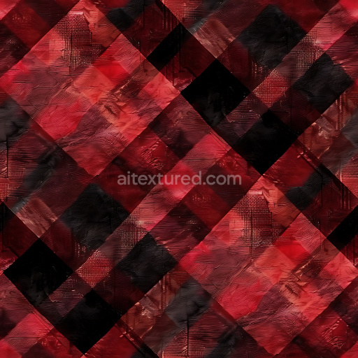 Seamless 3D PBR Texture of Red and Black Plaid Fabric with Subtle Surface Variations
